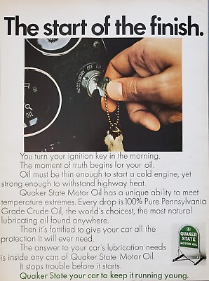 #ad 1968 Quaker Motor Oil Rabbit Foot Key Chain Vintage Car Ignition Print Ad