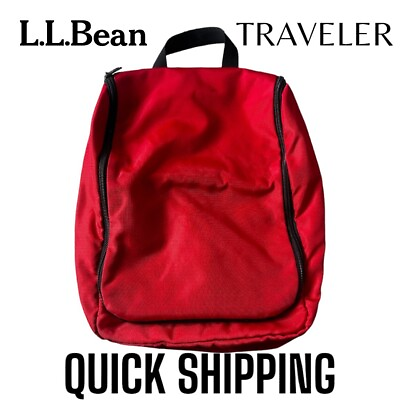 #ad LLBean Large Red Nylon Hanging Toiletry Travel Organizer Bag QUICK SHIPPING