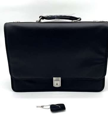 #ad McKlein USA Bucktown 15.6quot; Leather Double Compartment Laptop Briefcase Black NWT