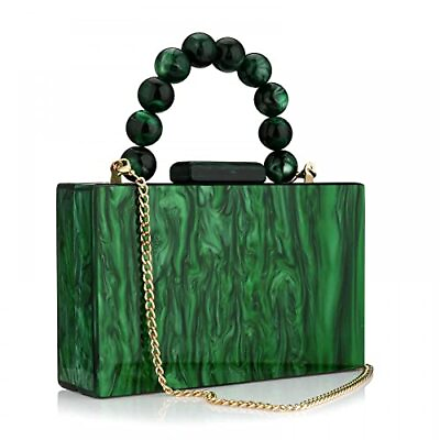 Acrylic Purses Evening Clutch Bag Marbling Handbags for Women Cross Dark Green