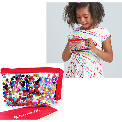#ad American Girl SPARKLING SEQUINS CONFETTI WRISTLET Purse For Girls Zip 5.75x3.5quot;