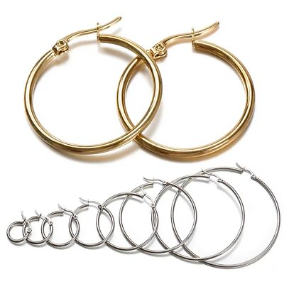 #ad Open Earrings Circle Stainless Steel Hooks Loop Base Ear Ring For Jewelry Making