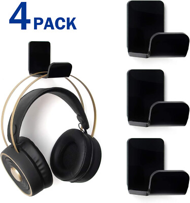 #ad 4 Pack Headphone StandAcrylic Hook Under Desk Headset Hanger Wall Mount Holder