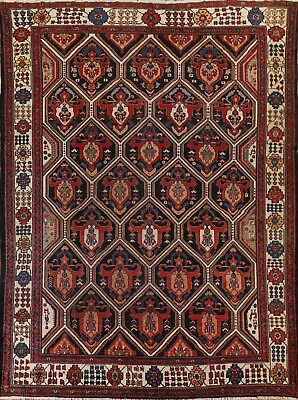 #ad Pre 1900 Antique Bakhtiari Vegetable Dye Area Rug 10x12 Hand knotted
