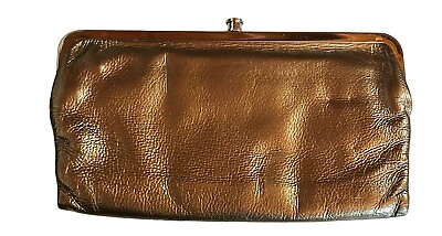 #ad HOBO Lauren Clutch Wallet Metallic Brown Leather Bifold Purse Women#x27;s
