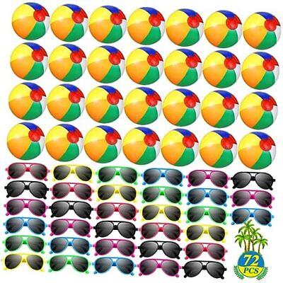 #ad 72 Pcs Beach Pool Party Favors Include 36 Pcs Kids Inflatable Beach Balls