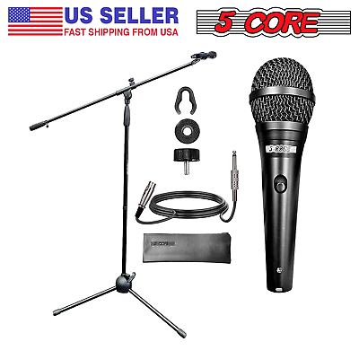 #ad 5Core Pro Metal Microphone w Telescopic Boom Stand Mic Holder 360 Rotating Arm