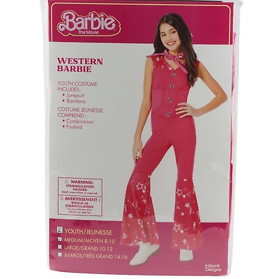 #ad Barbie Movie Western Cowgirl Child Girls Halloween Costume Sz Medium 8 10