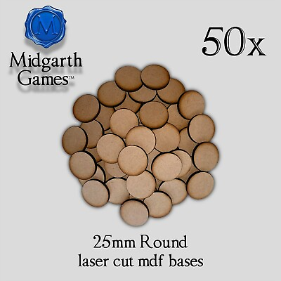 #ad 50x Round 25mm 1quot; MDF Bases Miniature Warhammer Laser Cut 40K FAST SHIPPING