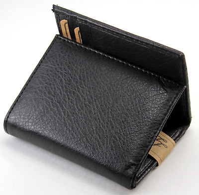 #ad Mens Trifold Grain Leather Black Wallet Credit Card Case Window ID Money Holder