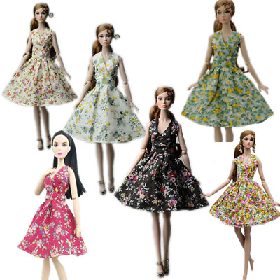 #ad 6pcs Fashion Countryside Floral Dress For 11.5quot; Doll Clothes Party Gown Outfits