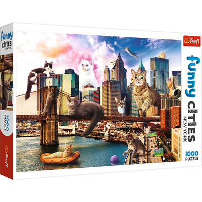 #ad Trefl Red Funny Cities 1000 Piece Puzzle Cats in New York