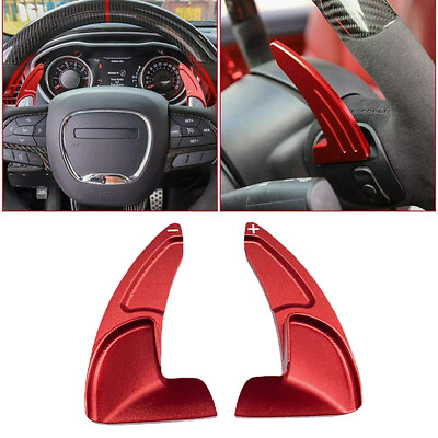 #ad 2pcs set Steering Wheel Shift Paddle Red Aluminum For Chrysler 300 300S 2015 21