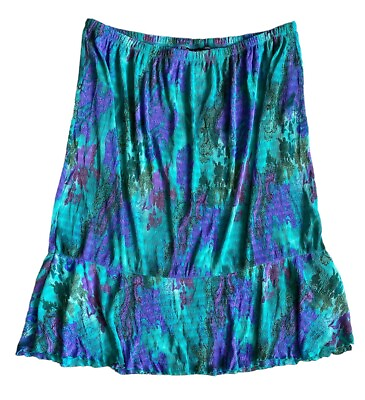 #ad Maggie Barnes Womens Crinkle Turquoise amp; Purple Skirt Flowy Very Stretchy Travel