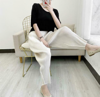 #ad 2022 New Pleats Please New Cropped Pants Loose Slim Women Casual Summer
