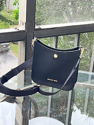 #ad #ad Michael Kors Small Leather Messenger Crossbody Bag Handbag Purse Shoulder Black