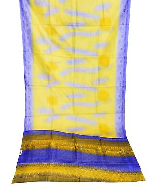 #ad Vintage Sarees 100% Pure Crepe Silk Printed Craft Fabric 5 Yd dress making Sari
