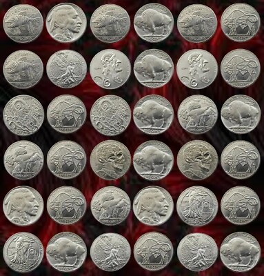 #ad Hobo Nickel Style Zombie Coin Set Of 18. Fantasy Art Coins. Buffalo Indian Head