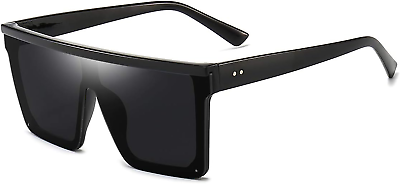 #ad Square Oversized Sunglasses for Women Men Fashion Flat Top Big Black Frame Shade
