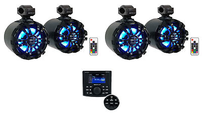 #ad Rockville RGHR ZA 4 Zone Marine Bluetooth StereoBlack Wakeboard Speakers w LEDs