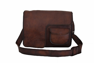 #ad 16 In Mens Messenger Bag Laptop Satchel Office School Dark Leather Shoulder Bags