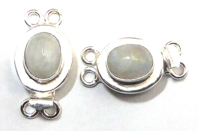 #ad 2 Pcs Moonstone Box Clasp 2 Strand Sterling Silver Plated Jewelry Making cx 248