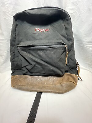 #ad Vintage JANSPORT Originals Right Pack Suede Leather Bottom Backpack Black Brown