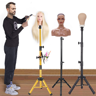 #ad Adjustable Metal Wig Stand Tripod for Making Wig Mannequin Head Holder