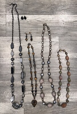 #ad Fashion Jewelry Lot Of 4 Necklaces And 2 Earrings Handmade Free Shipping