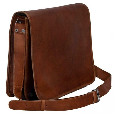 #ad #ad Men#x27;s Large Messenger Brown Vintage Leather Shoulder Satchel 18quot; Laptop Bag NEW