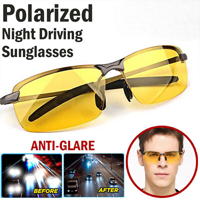 #ad Night Driving Glasses Polarized Yellow Lens Anti Glare Vision Tinted Unisex US