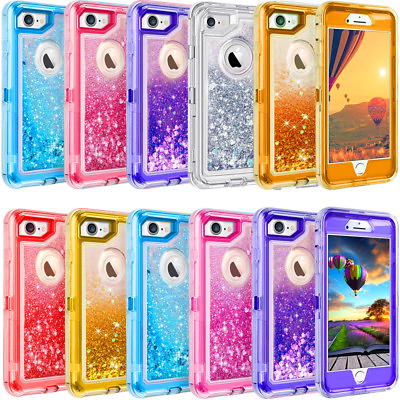 #ad For iPhone 6 6S Plus Quicksand Liquid Glitter Shockproof Defender Case Cover