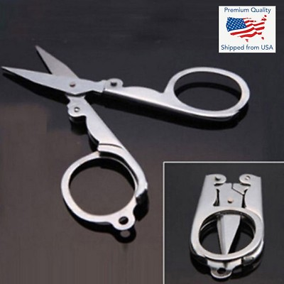 #ad Mini Handy Pair of Folding Scissors Stainless Steel Travel Pocket Multi User EDC
