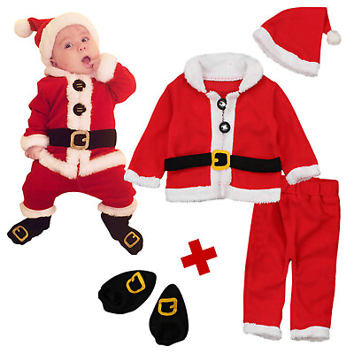 #ad Toddler Baby Boys Girls Christmas Santa Fleece Warm Outwear Cosplay Set Outfits