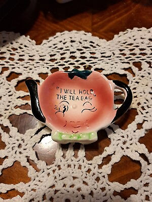 #ad Vintage Anthropomorphic Tea Bag Vintage Holder quot;I WILL HOLD THE TEA BAGquot;