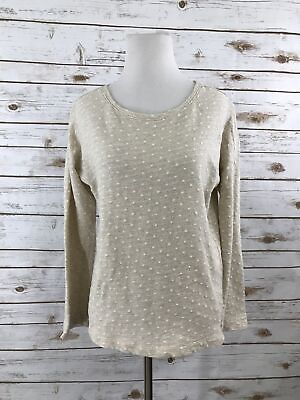 #ad Lou amp; Grey Women#x27;s M Textured Polka Dot Beige Sweater Shirt