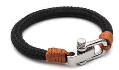 #ad Designer Tribal Steel Gents Stainless Steel amp; Cotton Rope Shackle Bracelet