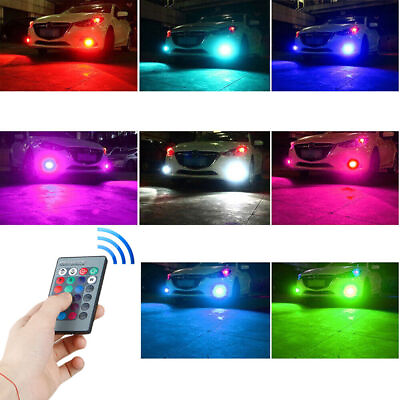 #ad For Fog Light Driving Lamp 16 Colors RGB H11 H8 LED Bulbs w Wireless IR Remote