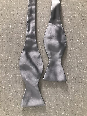 #ad Rare Brooks Brothers Solid Silver Self Tie Adjustable Bow Tie Silk NEW