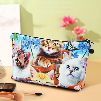 #ad Cosmetic Bags for Women Small Cats and Garden Makeup Bag for Purse Travel Toilet