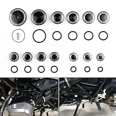 #ad Motorcycle Frame Hole Caps Frame Cap Set For BMW R1200 R NINE T 2014 16 Black