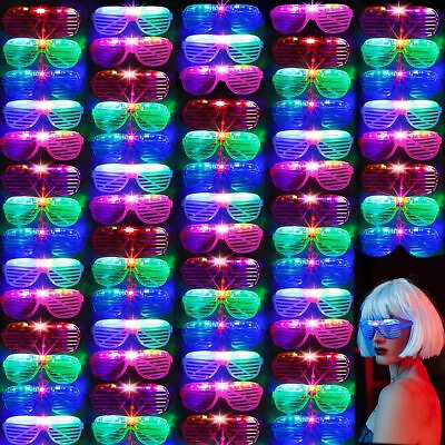 #ad 10 20 50 Pcs Glow In The Dark Party Glasses Light Up LED Glasses Neon Sunglasses