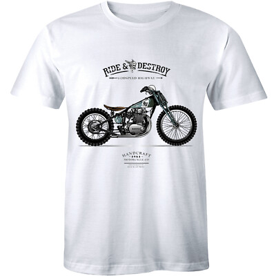 #ad Vintage Ride And Destroy Shirt Motorcycle Biker Gift Men#x27;s T shirt Tee