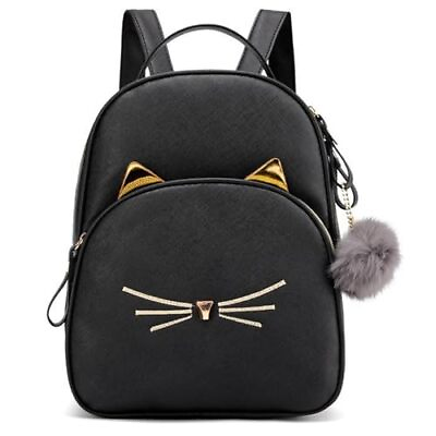 #ad Mini Backpack for Girls Teens Women Small Cat Backpack Purse Black