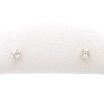 #ad 14k Gold Natural Round Diamond Stud Earrings Child Second Hole