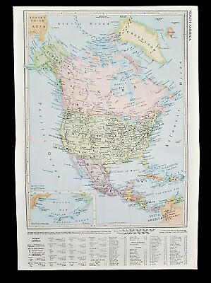 #ad North America map vintage 1950 Collier#x27;s Encyclopedia Rand McNally