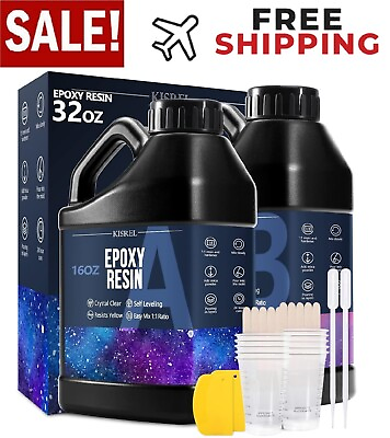 #ad Epoxy Resin 32OZ Crystal Clear Epoxy Resin Kit No Yellowing No Bubble