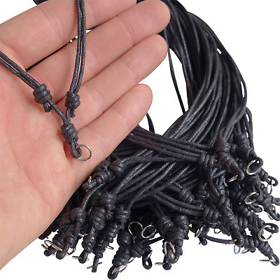 #ad Black Hemp Cord Pendant Necklace Chains Chokers String Knot Ropes Bulk Wholesale