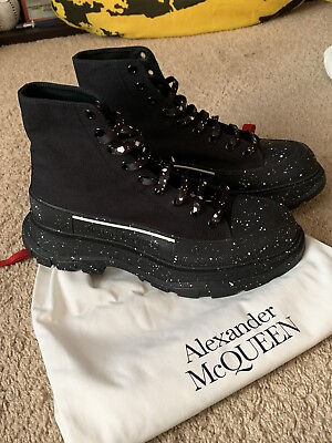 alexander mcqueen sz 14 Tread High boot sneaker black 47 Platform Paint Splatter