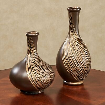 #ad Textured Swirl Decorative Modern Table Vases Set of 2